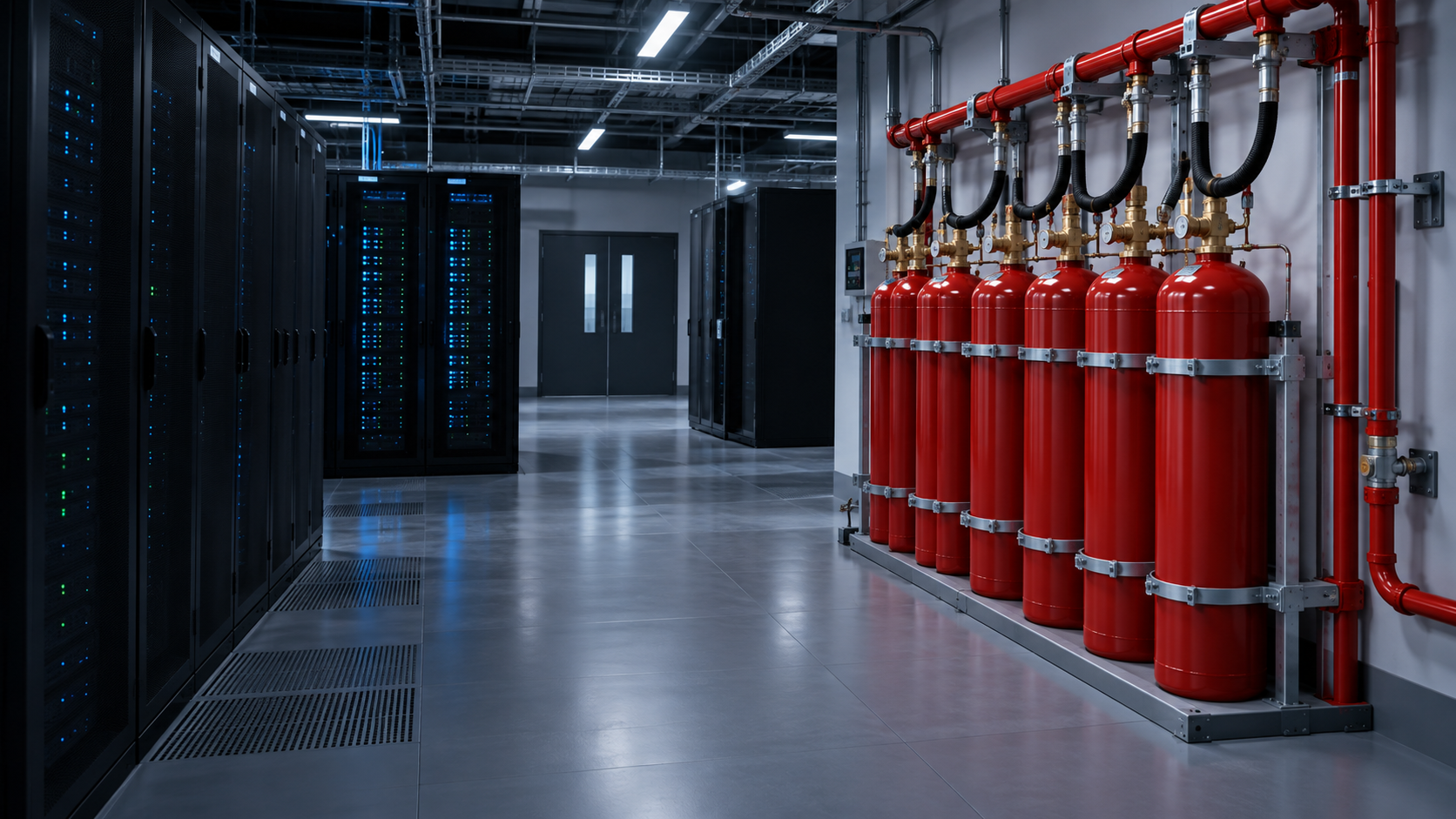 Gas suppression equipment in an illustrative data centre